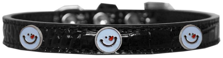 Frosty Face Widget Croc Dog Collar Black Size 10